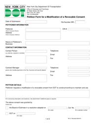 Document preview: Form RC-3 Petition Form for a Modification of a Revocable Consent - New York City