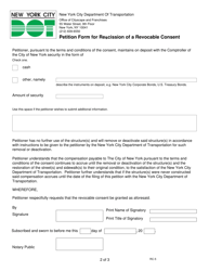 Form RC-5 Petition Form for Rescission of a Revocable Consent - New York City, Page 2