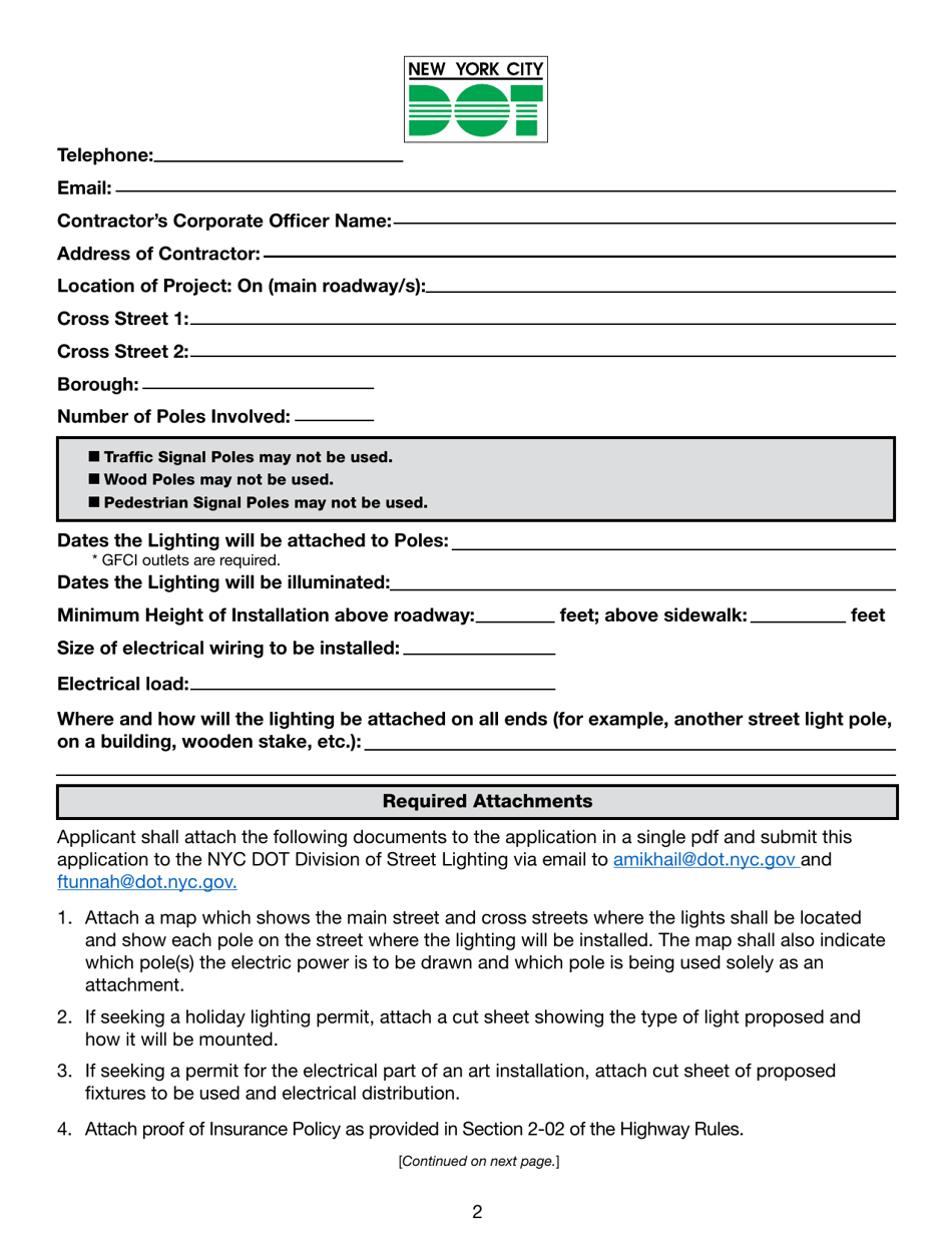 Nyc Dot Holiday / Festoon Temporary Lighting / Pole Tap / Art With Electric Application - New York City, Page 2