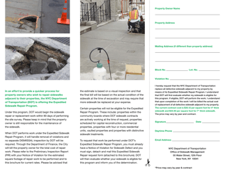 Expedited Sidewalk Repair Brochure - Manhattan - New York City, Page 2