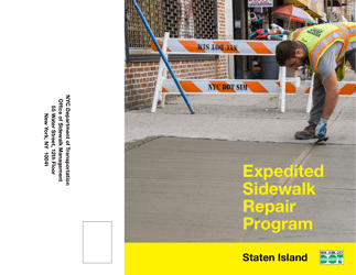 Document preview: Expedited Sidewalk Repair Brochure - Staten Island - New York City