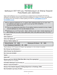 Document preview: Nyc Dot Holiday/Festoon Temporary Lighting/Pole Tap/Art With Electric Application - New York City (Haitian Creole)