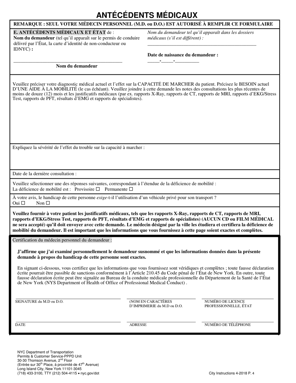 Application for a City Permit - Parking Permits for People With Disabilities (Pppd) - New York City (French), Page 4