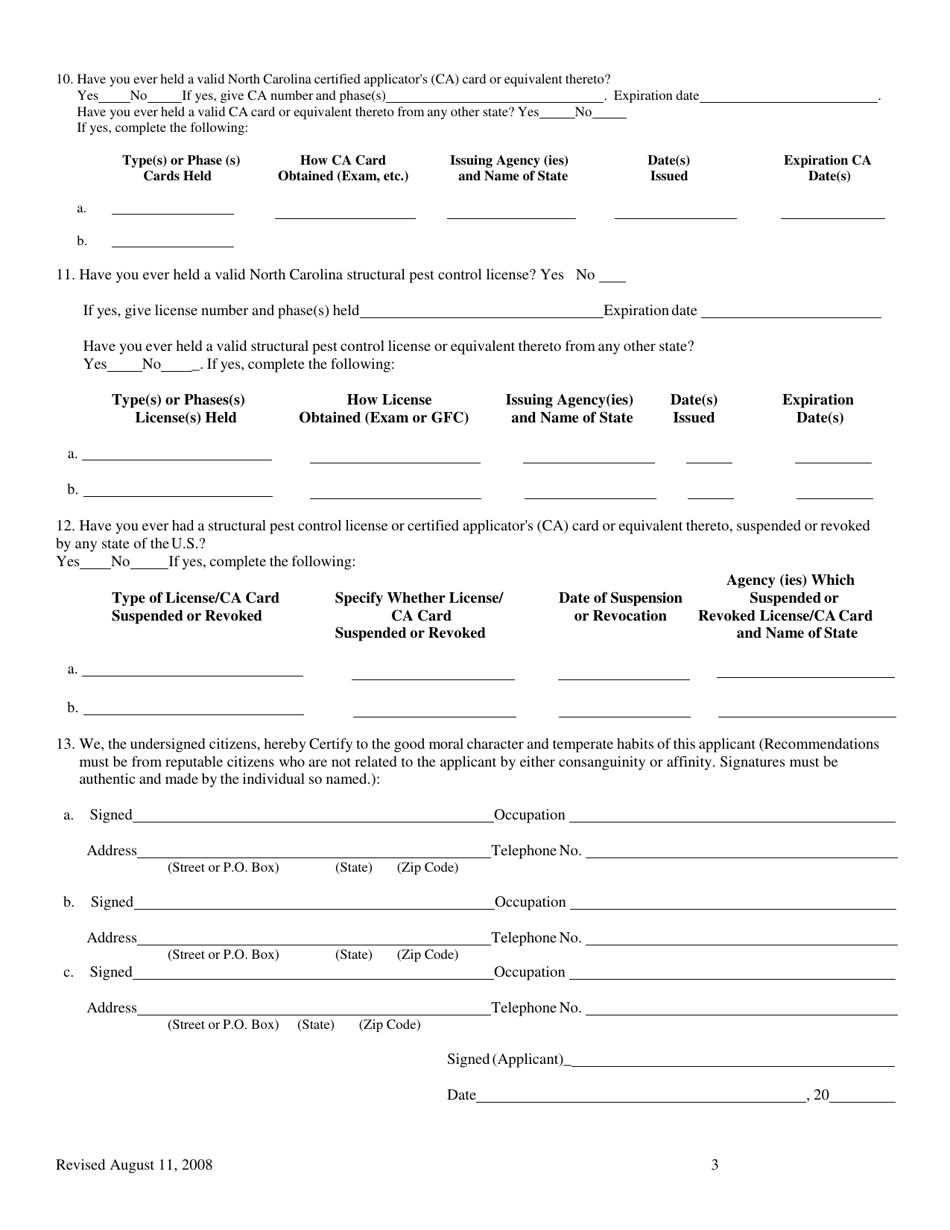 Application for License Examination - North Carolina, Page 3