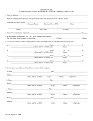 Application for License Examination - North Carolina, Page 4