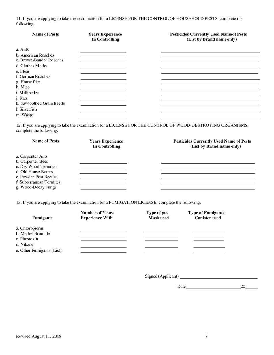 Application for License Examination - North Carolina, Page 7