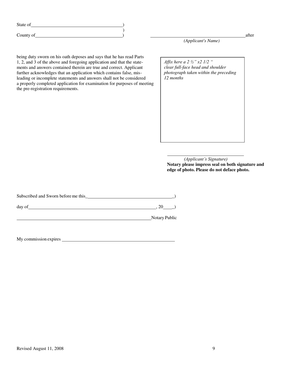 Application for License Examination - North Carolina, Page 9
