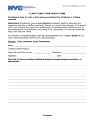 Document preview: Form DHS-38 Constituent Grievance Form - New York City