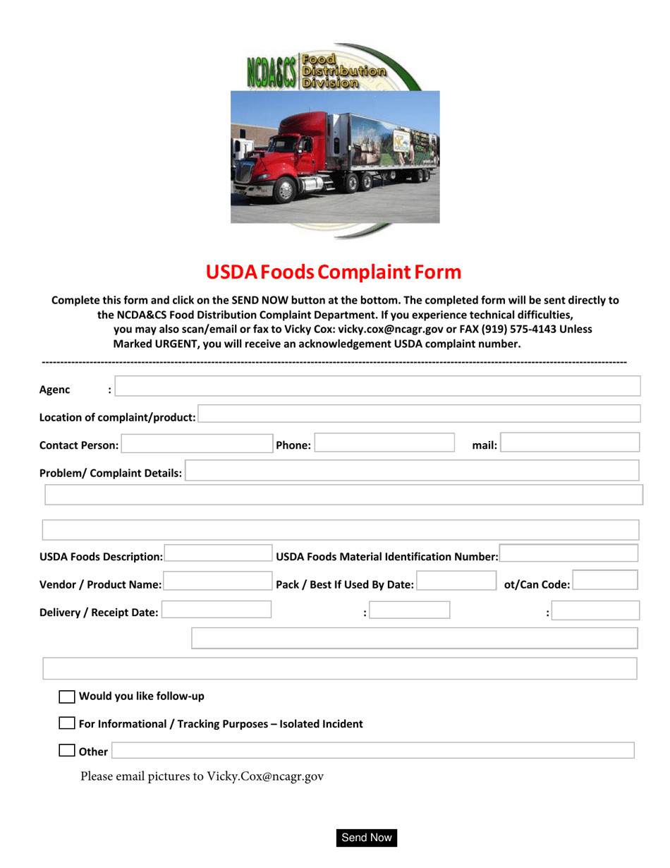 Usda Complaint Form - North Carolina, Page 1