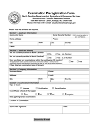 Document preview: Examination Preregistration Form - North Carolina
