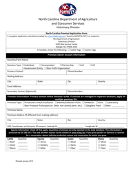 Document preview: North Carolina Premise Registration Form (Farm Id) - North Carolina