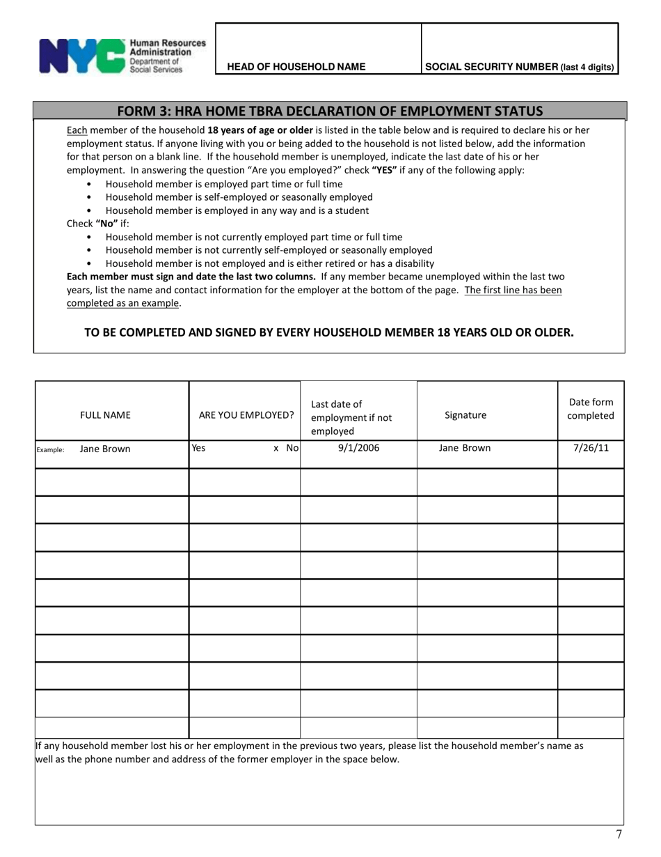Home Tbra Recertification Form - New York City, Page 7