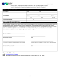 Form HPA-60 Enrollment and Modification Form for HRA Electronic Payments - New York City, Page 2