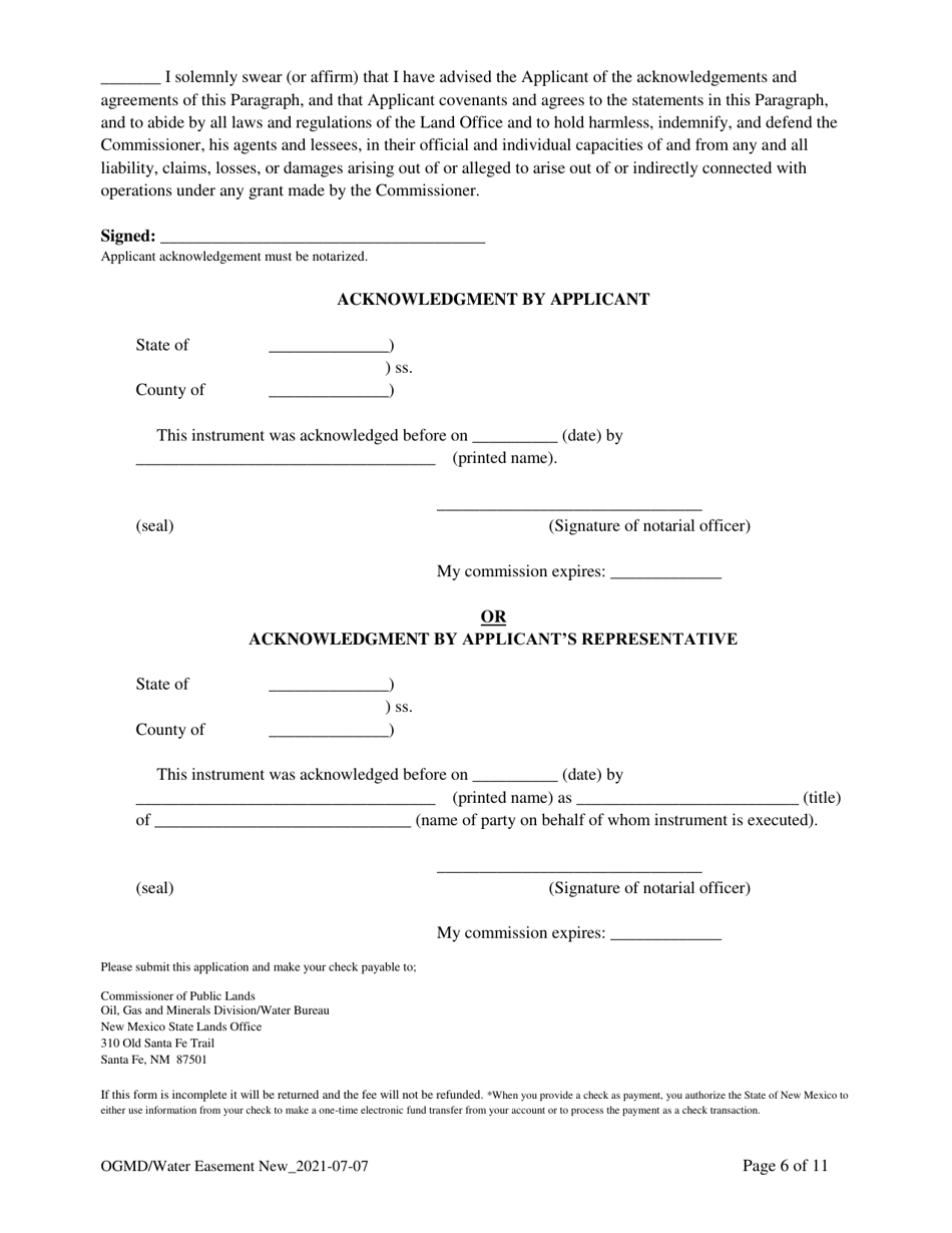 Application for New Water Easement - New Mexico, Page 6