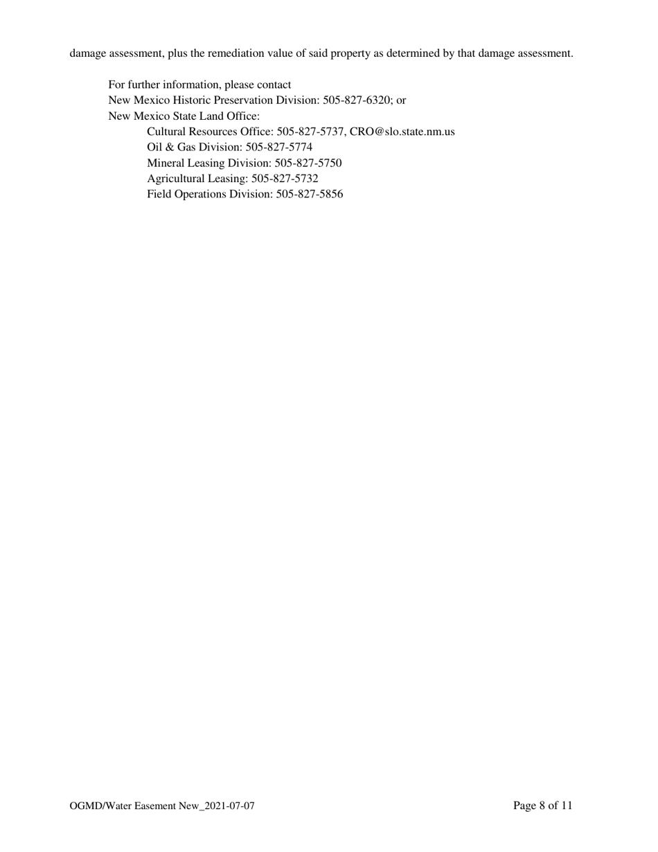 Application for New Water Easement - New Mexico, Page 8