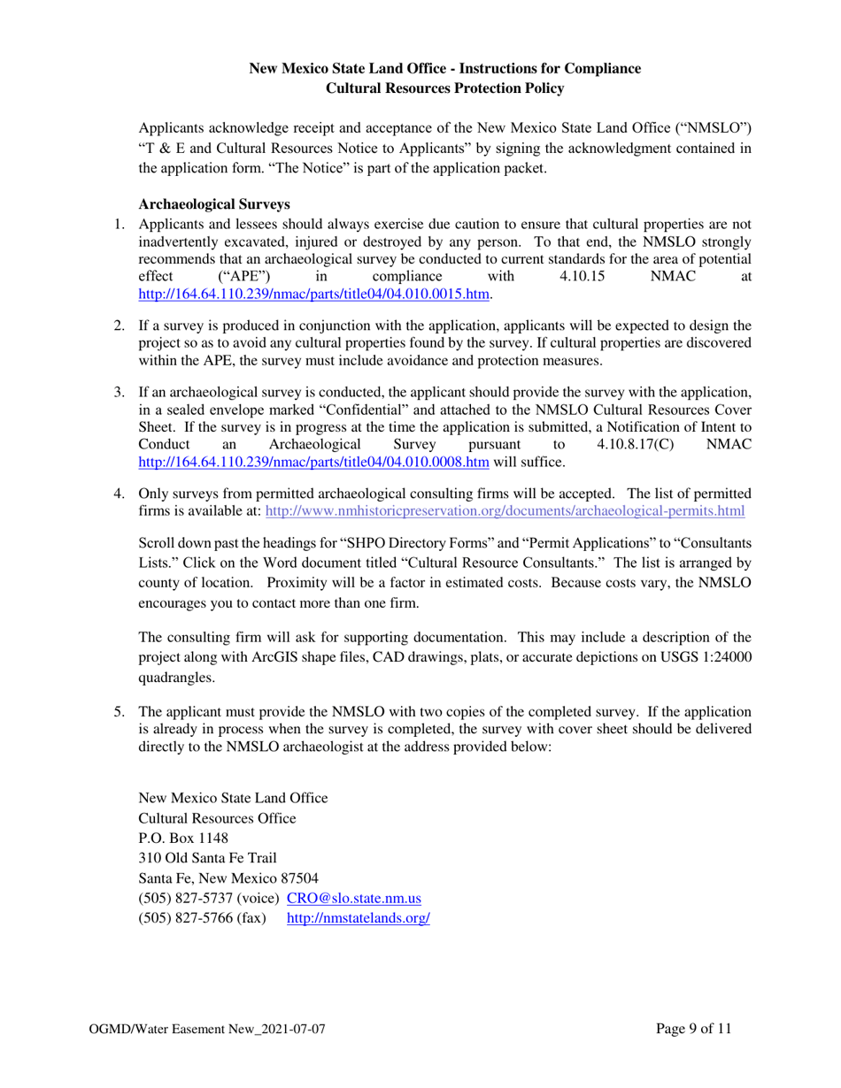 Application for New Water Easement - New Mexico, Page 9