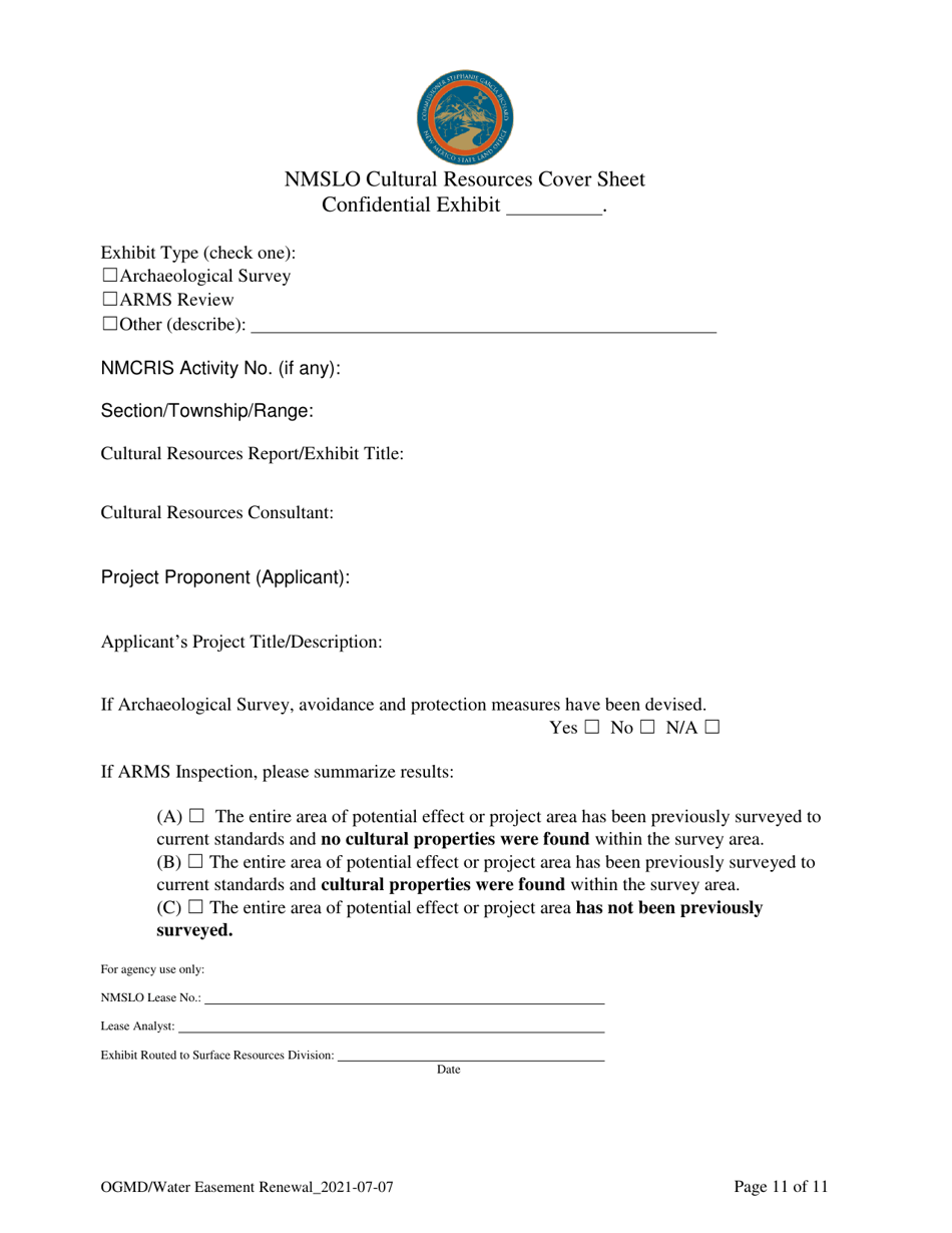 Application for Renewal of Water Easement - New Mexico, Page 11