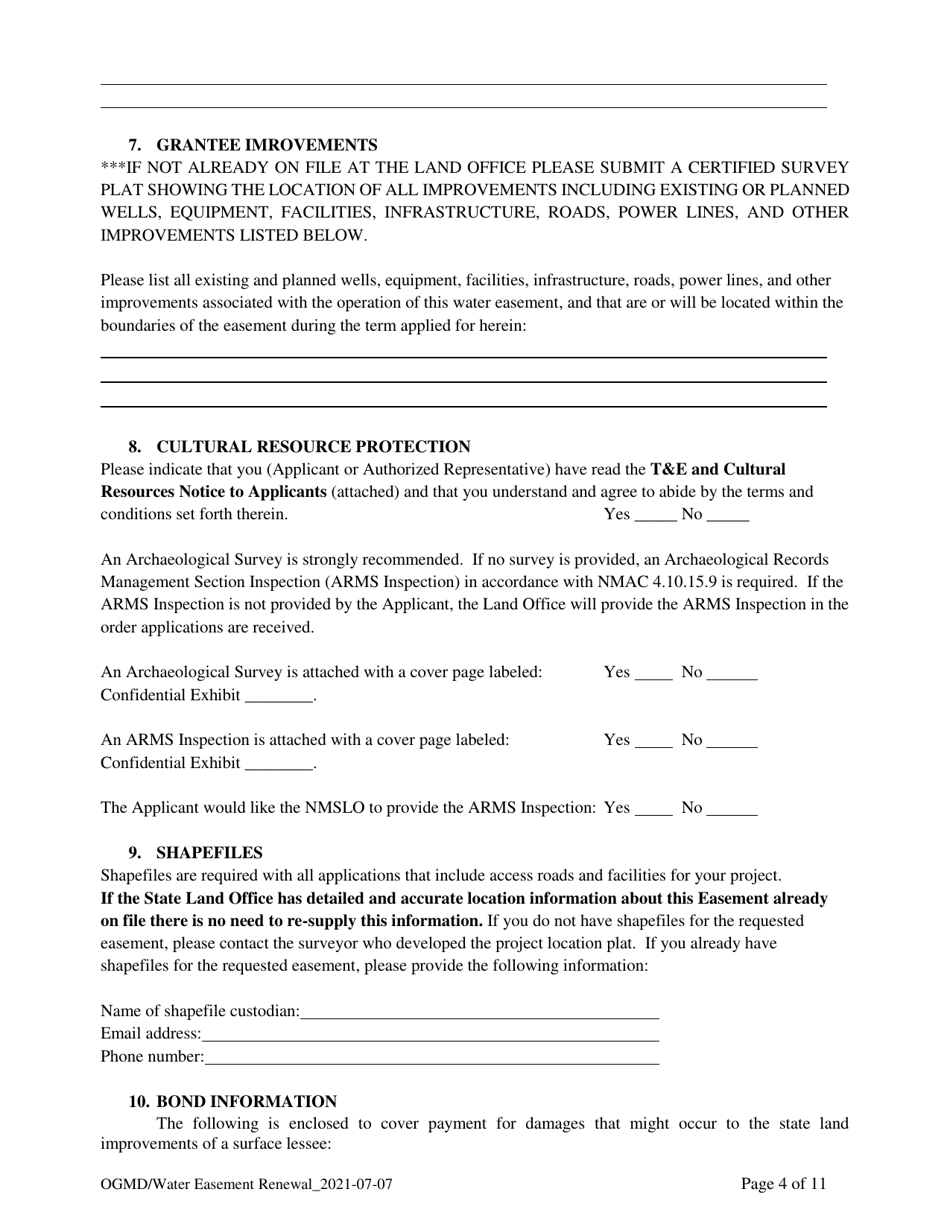 Application for Renewal of Water Easement - New Mexico, Page 4