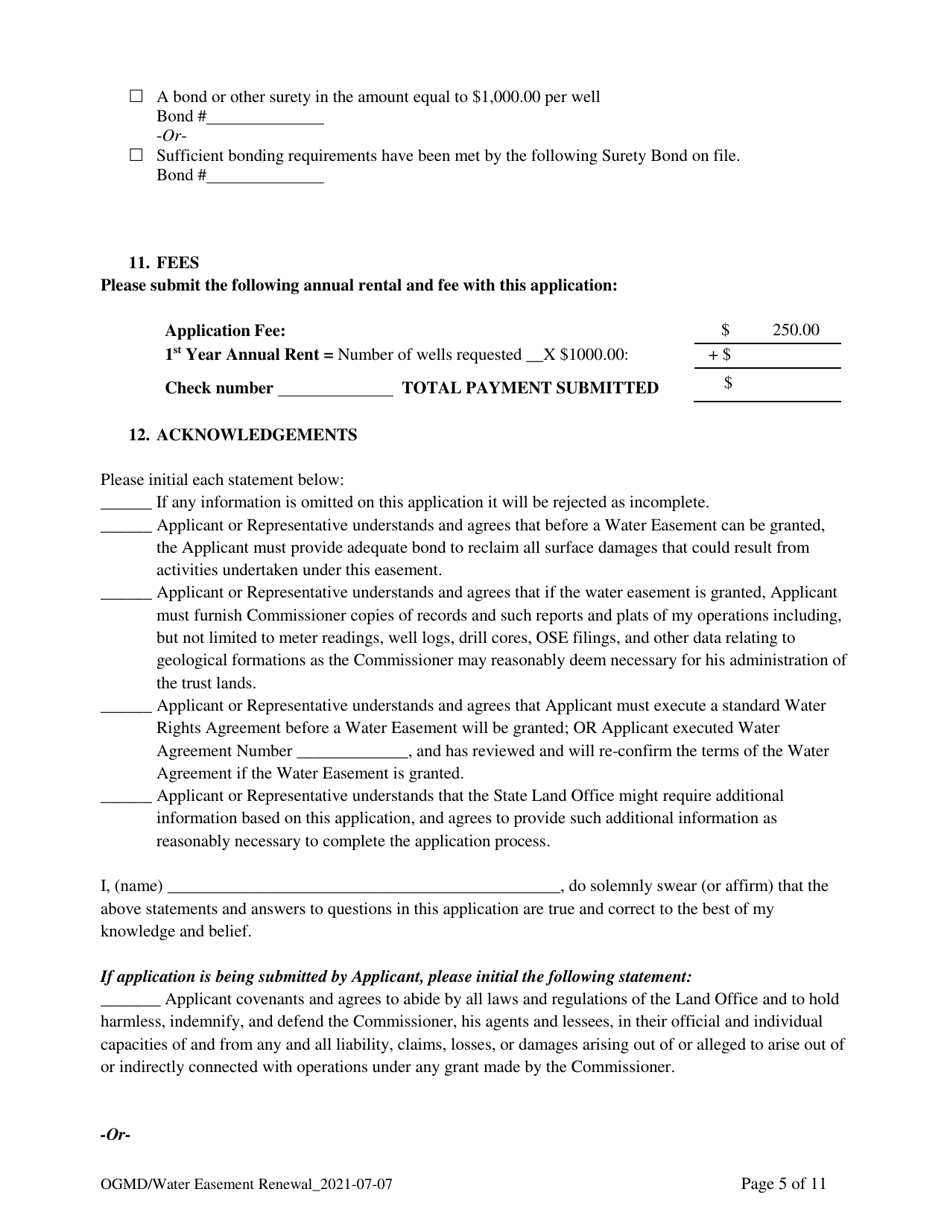 Application for Renewal of Water Easement - New Mexico, Page 5