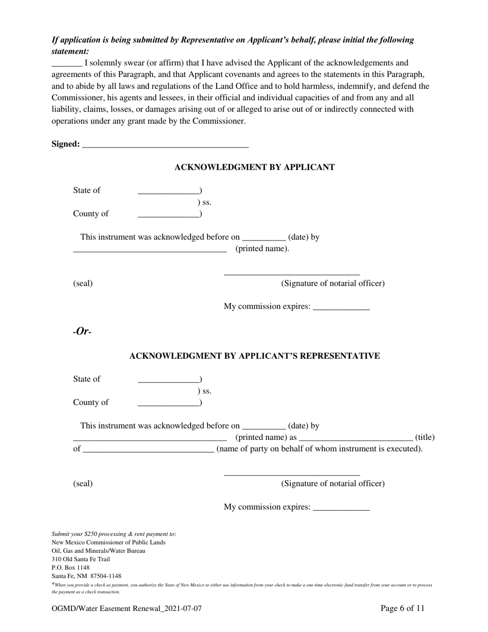 Application for Renewal of Water Easement - New Mexico, Page 6