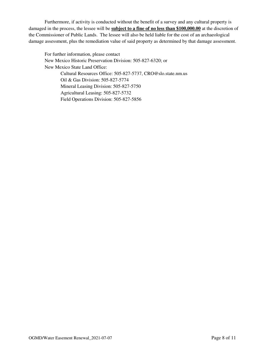 Application for Renewal of Water Easement - New Mexico, Page 8