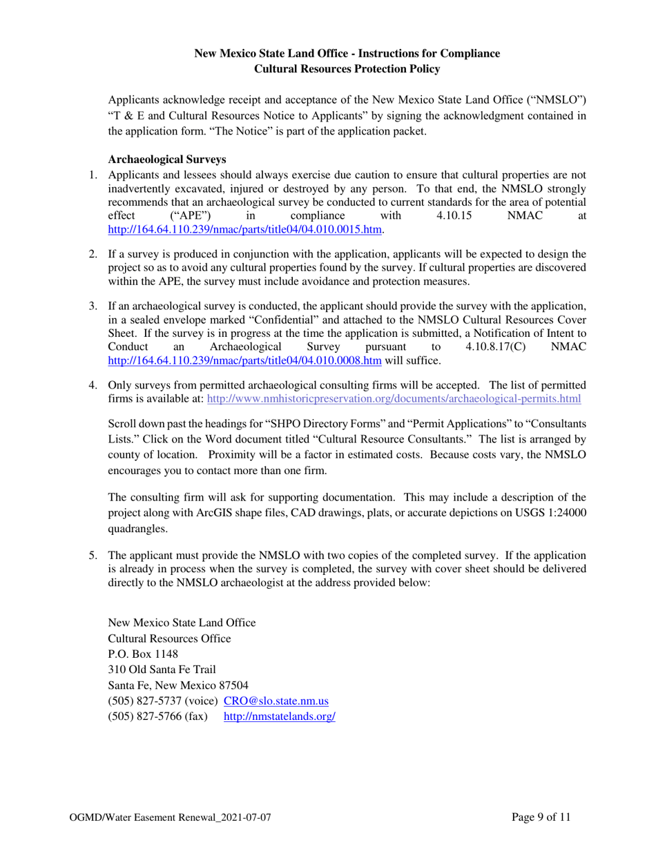Application for Renewal of Water Easement - New Mexico, Page 9