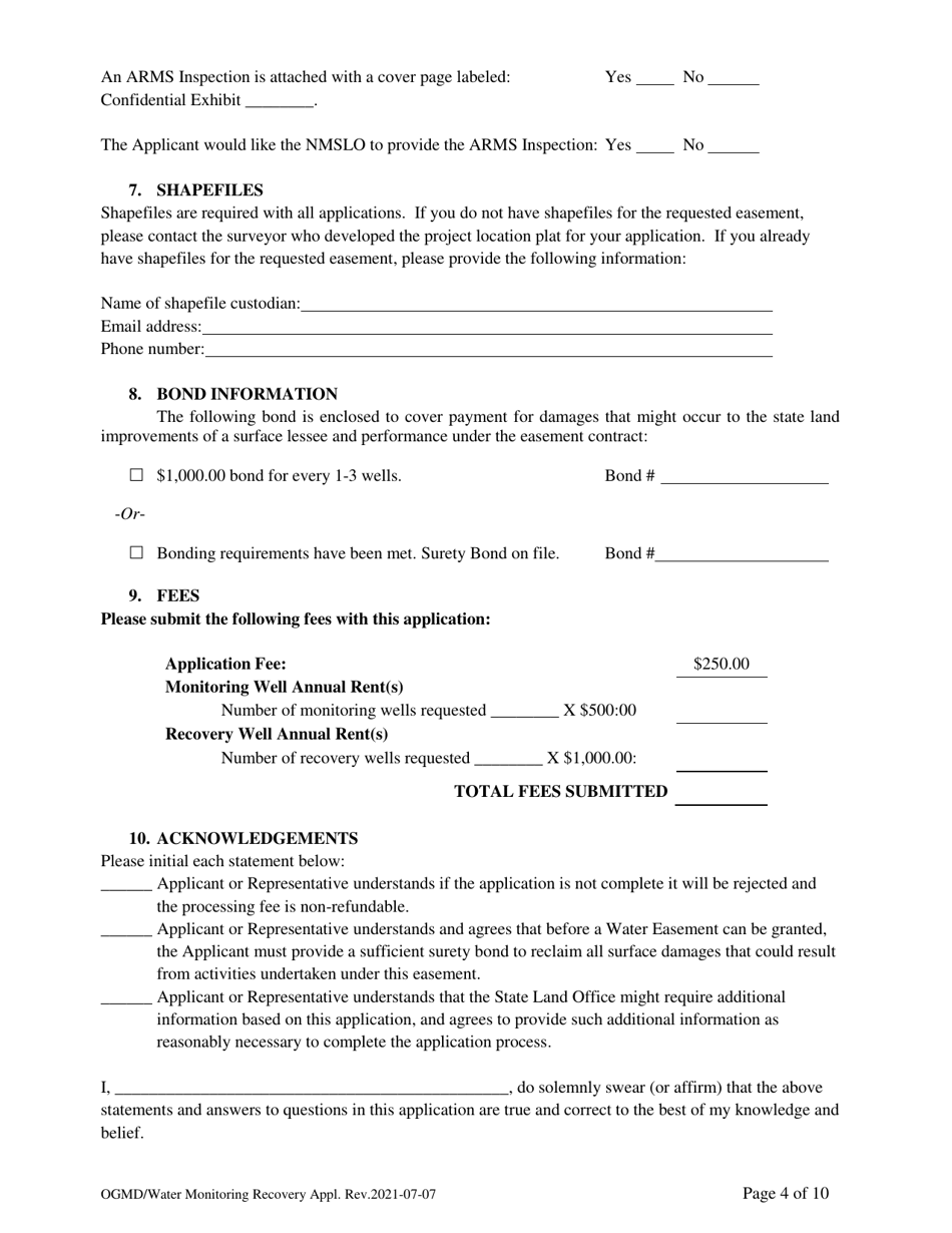 Application for Water Monitoring / Recovery Well Easement - New Mexico, Page 4
