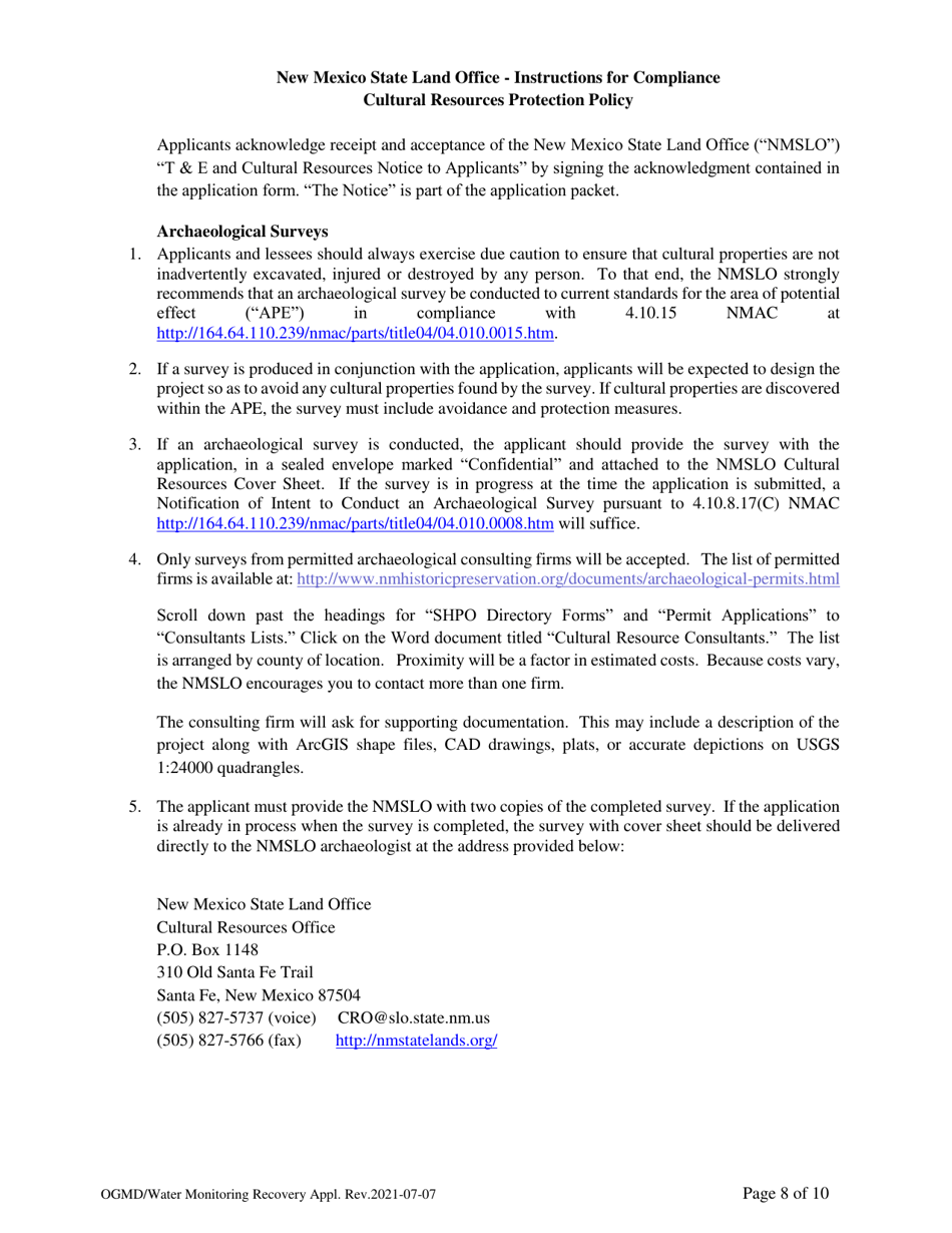 Application for Water Monitoring / Recovery Well Easement - New Mexico, Page 8