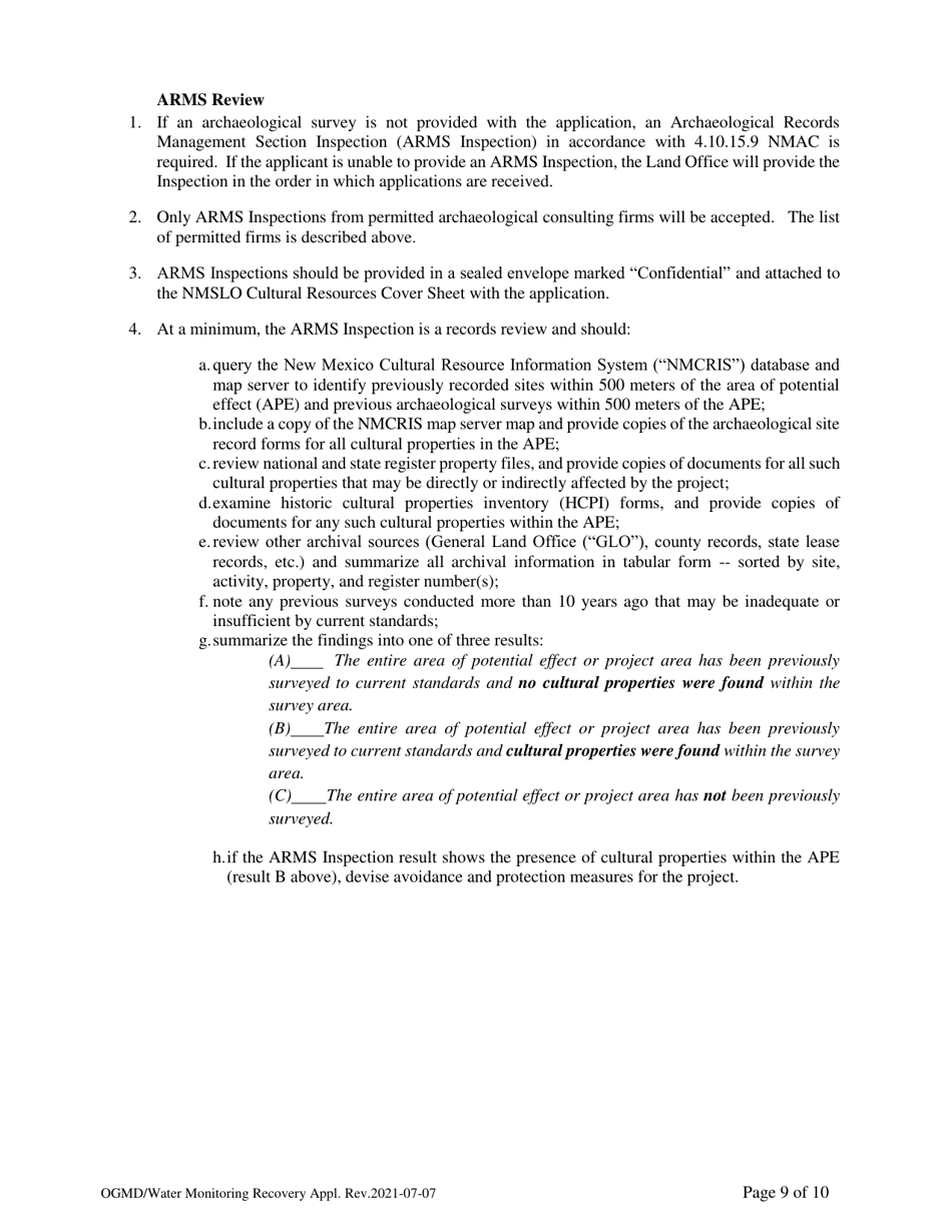 Application for Water Monitoring / Recovery Well Easement - New Mexico, Page 9