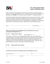 Document preview: Form GCC-206 Gcc Subrecipient Single Audit Certification Form - North Carolina
