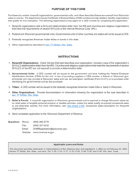 Form S-103 Application for Wisconsin Sales and Use Tax Certificate of Exempt Status (Ces) - Wisconsin, Page 2