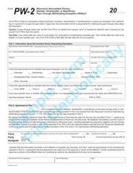 Form PW-2 (IC-005) &quot;Wisconsin Nonresident Partner, Member, Shareholder, or Beneficiary Pass-Through Withholding Exemption Affidavit - Sample&quot; - Wisconsin