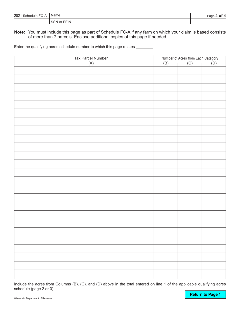 Form I-025AI Schedule FC-A Farmland Preservation Credit - Wisconsin, Page 4