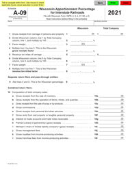 Form IC-307 Schedule A-09 Wisconsin Apportionment Percentage for Interstate Railroads - Wisconsin