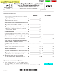 Document preview: Form IC-043 Schedule A-01 Wisconsin Single Sales Factor Apportionment Data for Nonspecialized Industries - Wisconsin