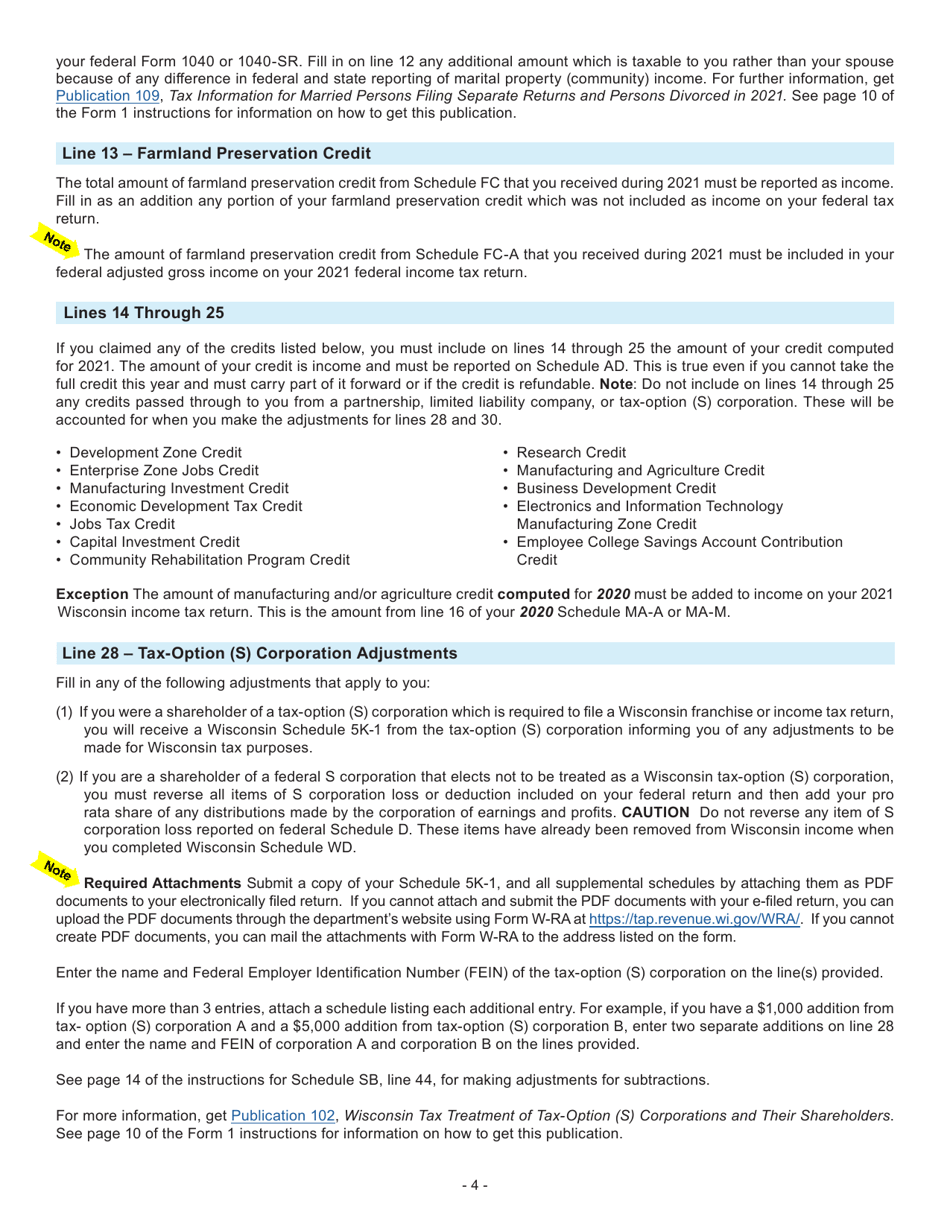Instructions for Form 1, I-0101 Schedule AD Additions to Income - Wisconsin, Page 4