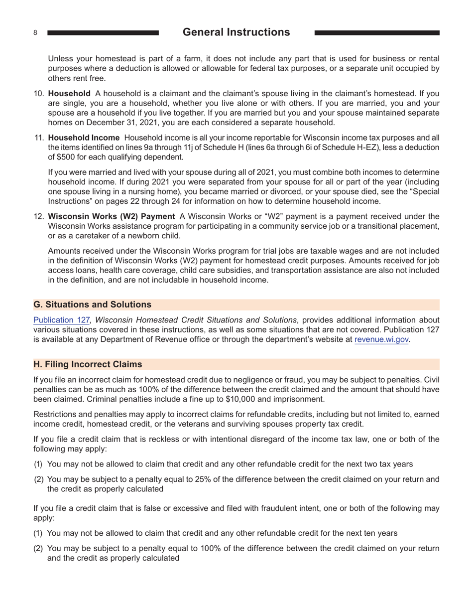 Download Instructions for Form I015, I016 Schedule H, HEZ PDF, 2021