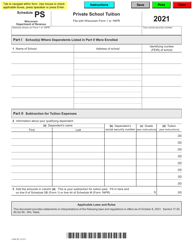 Document preview: Form I-094 Schedule PS Private School Tuition - Wisconsin