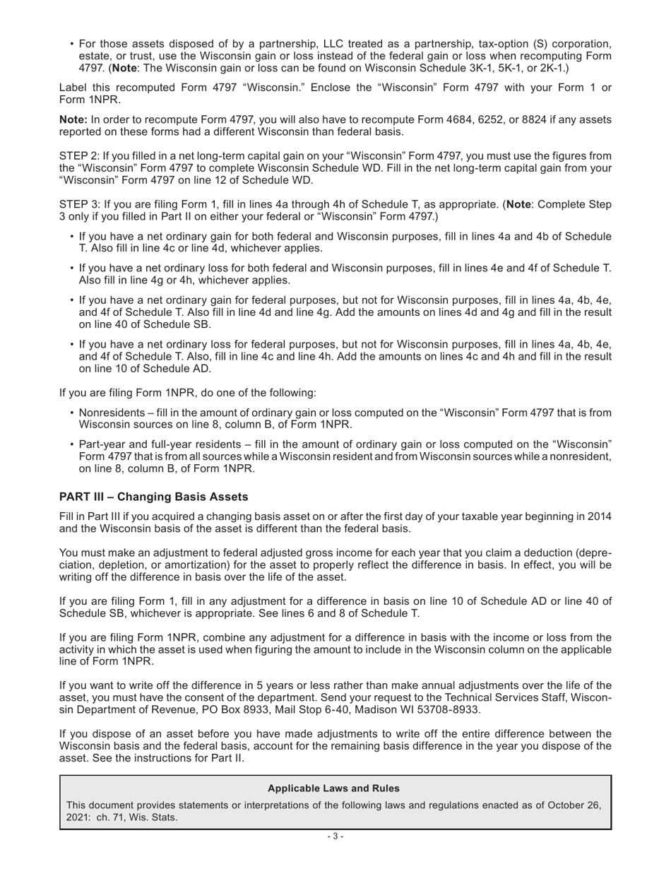 Instructions for Form I-019 Schedule T Transitional Adjustments - Wisconsin, Page 3