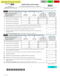 Document preview: Form I-070 Schedule WD Capital Gains and Losses - Wisconsin