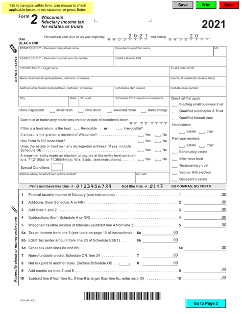 Form 2 (I-020) 2021 Printable Pdf