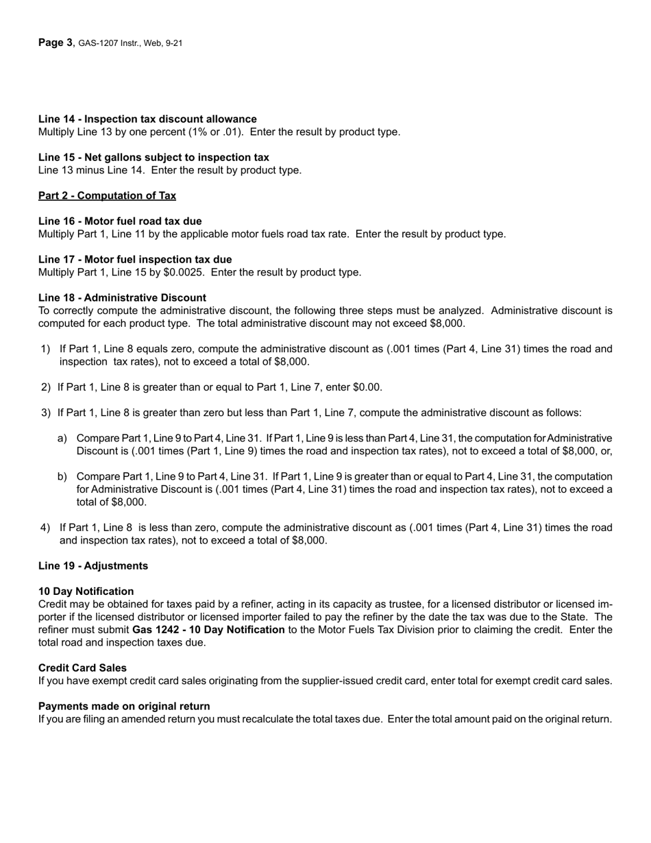 Instructions for Form GAS-1207 Refiner Return - North Carolina, Page 3