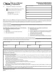 Form AC-3 (BWC-0503) &quot;Temporary Authorization to Review Information&quot; - Ohio