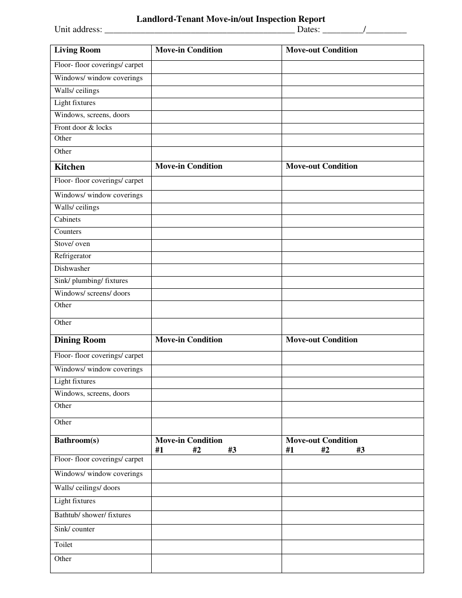 Tenant Move In Checklist Template