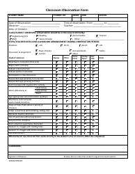 Document preview: Classroom Observation Form - Wakulla County Schools