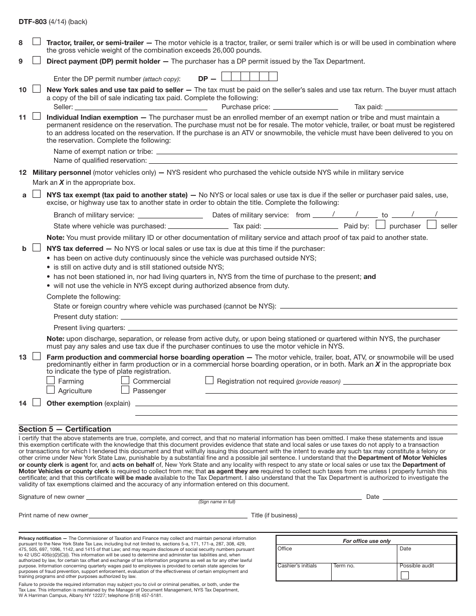 Form Dtf 803 Fill Out Sign Online And Download Printable Pdf New York Templateroller 5672