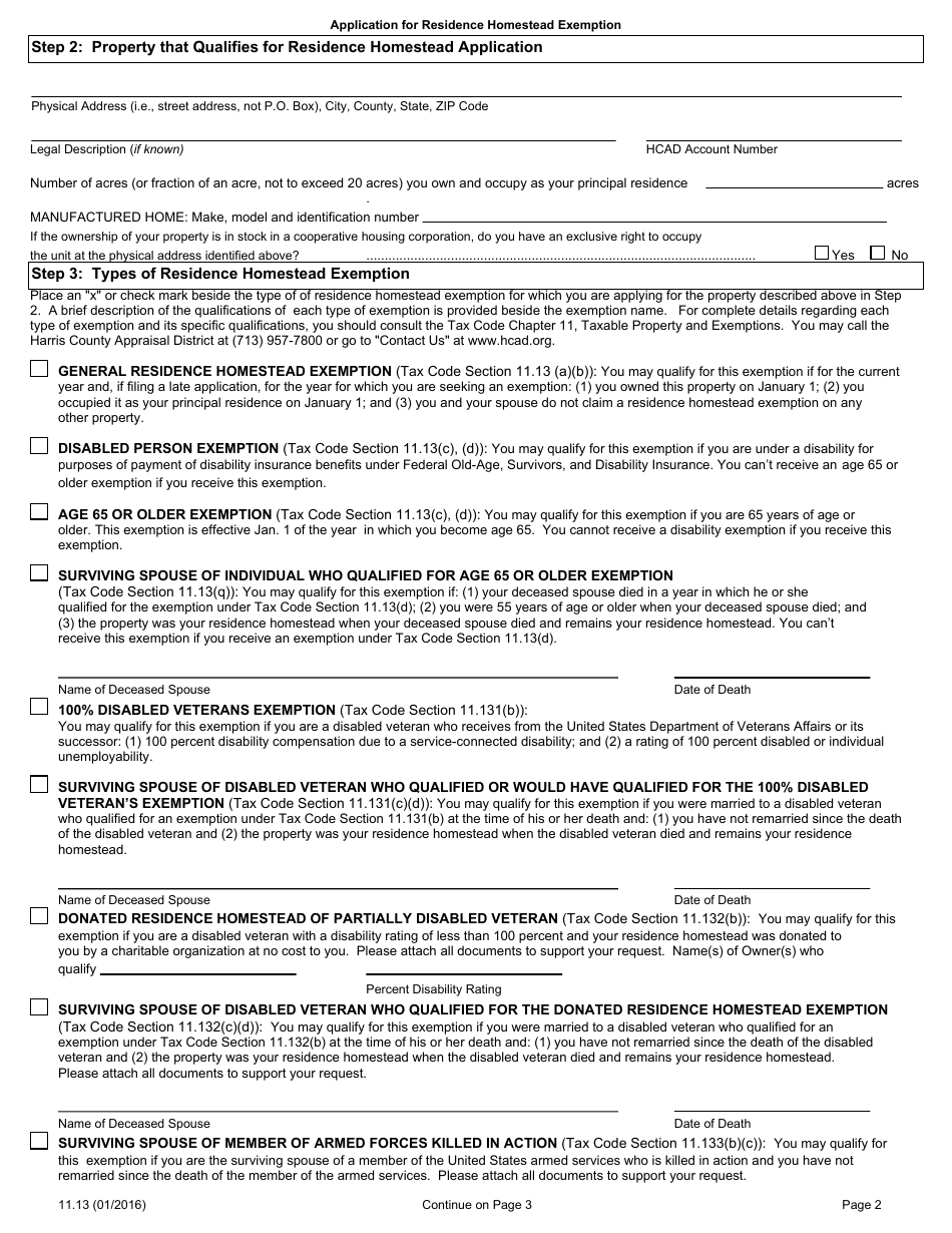 Form 11.13 - Fill Out, Sign Online and Download Printable PDF, Harris ...