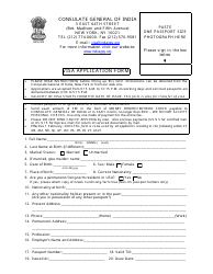 &quot;Indian Visa Application Form - Consulate General of India&quot; - New York City