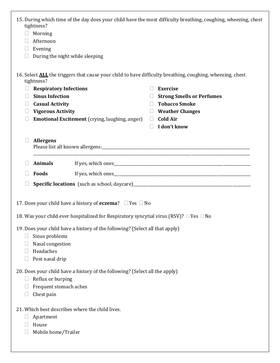 Asthma Assessment Form Wilmington Health Fill Out, Sign Online and