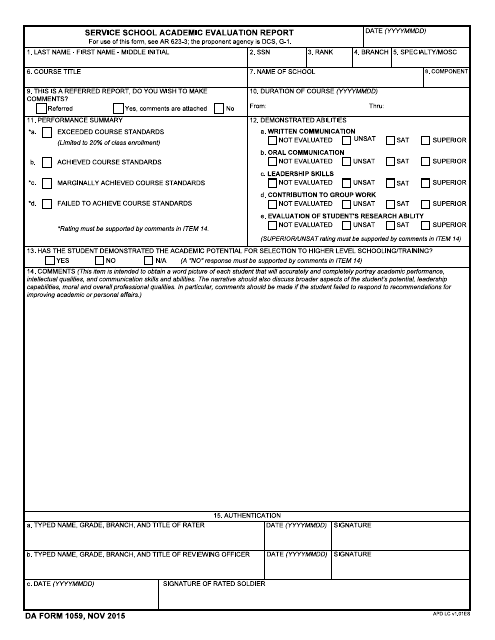 DA Form 1059  Printable Pdf